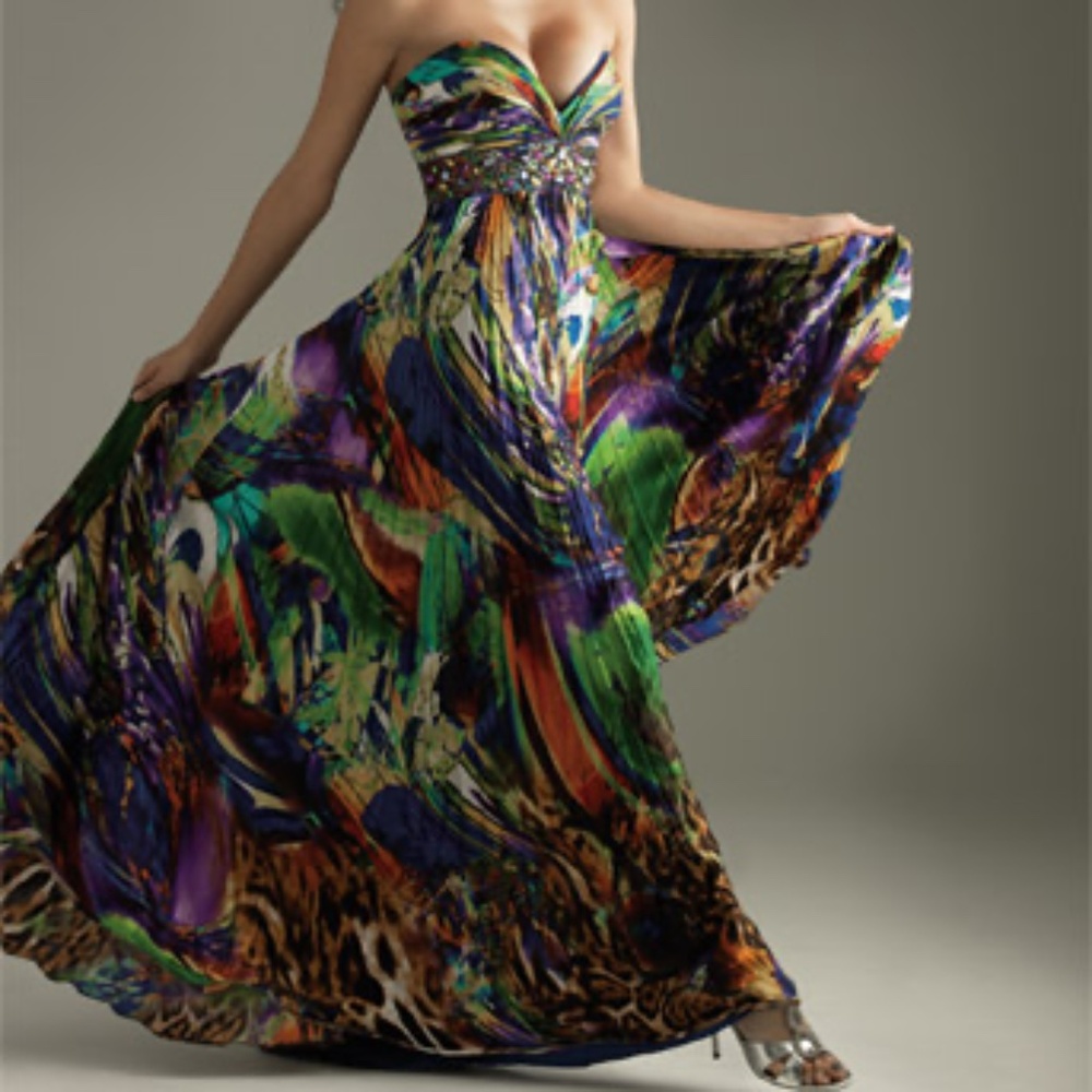 Night Moves by Allure Strapless Gown Multicolor NWT